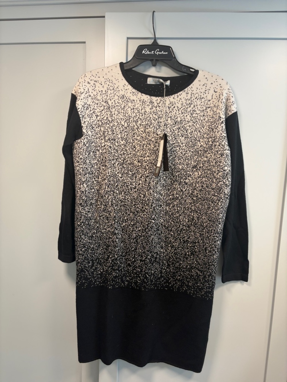 D. EXTERIOR Black & Cream Ombre Speckled Knit Dress